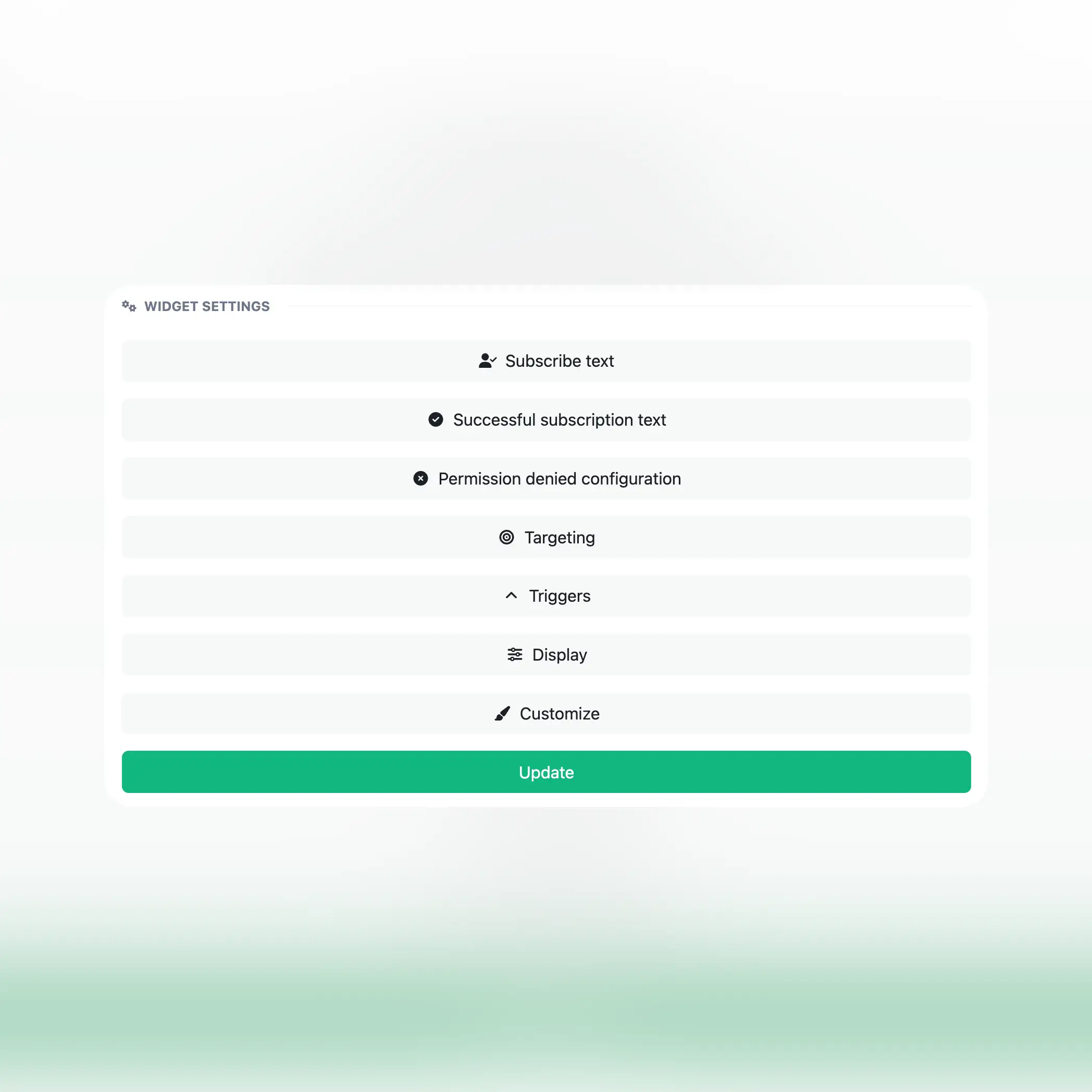 Captura de pantalla de la página de configuración avanzada de la aplicación para sitios web.
